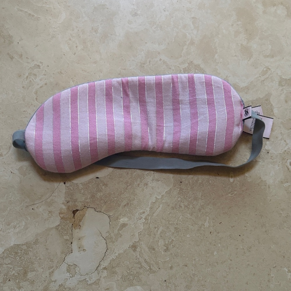 Victoria Beckham Pink and Gray Striped Sleep Mask